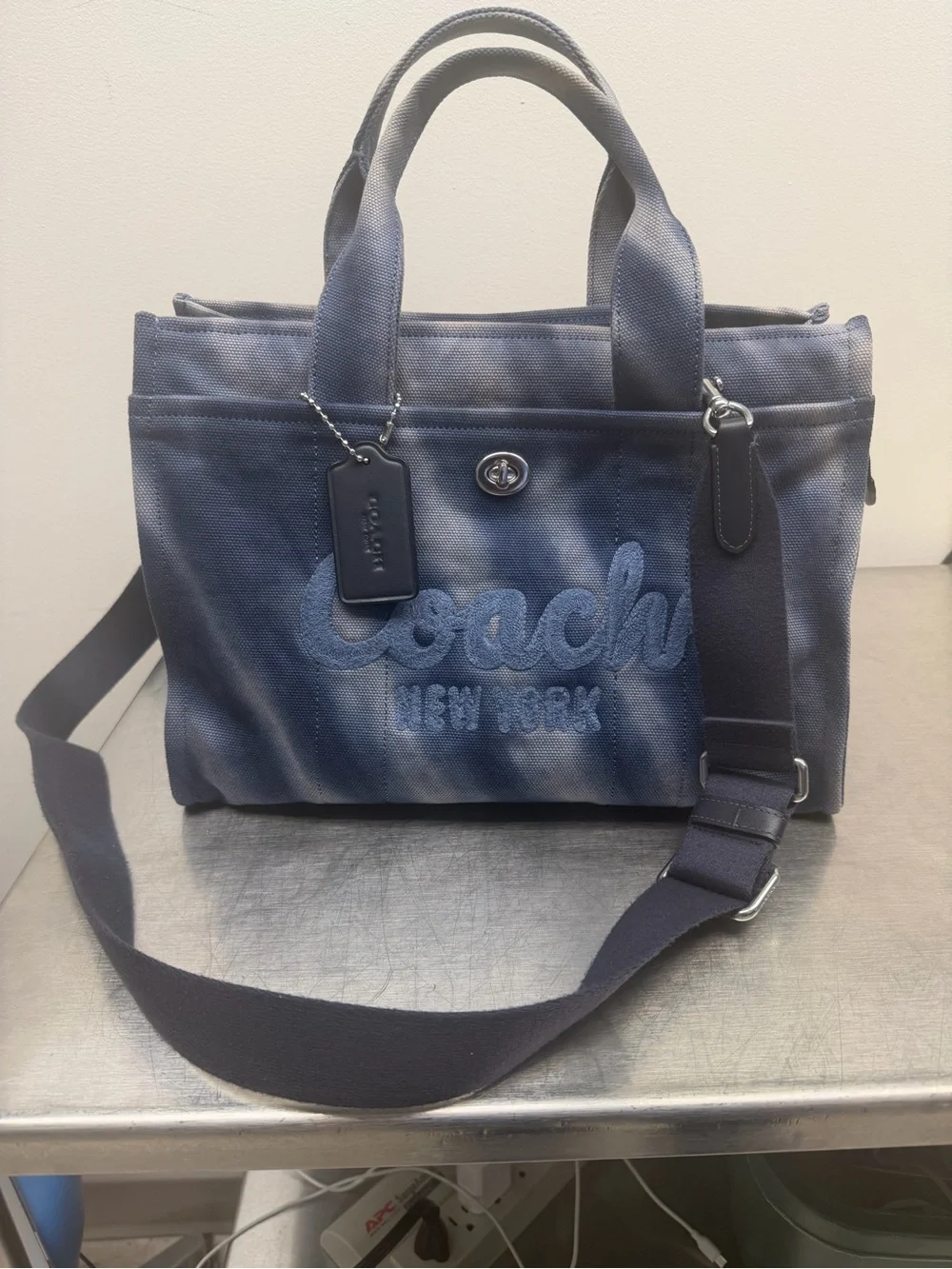 Coach New York Blue Tie-Dye Canvas Messenger Tote